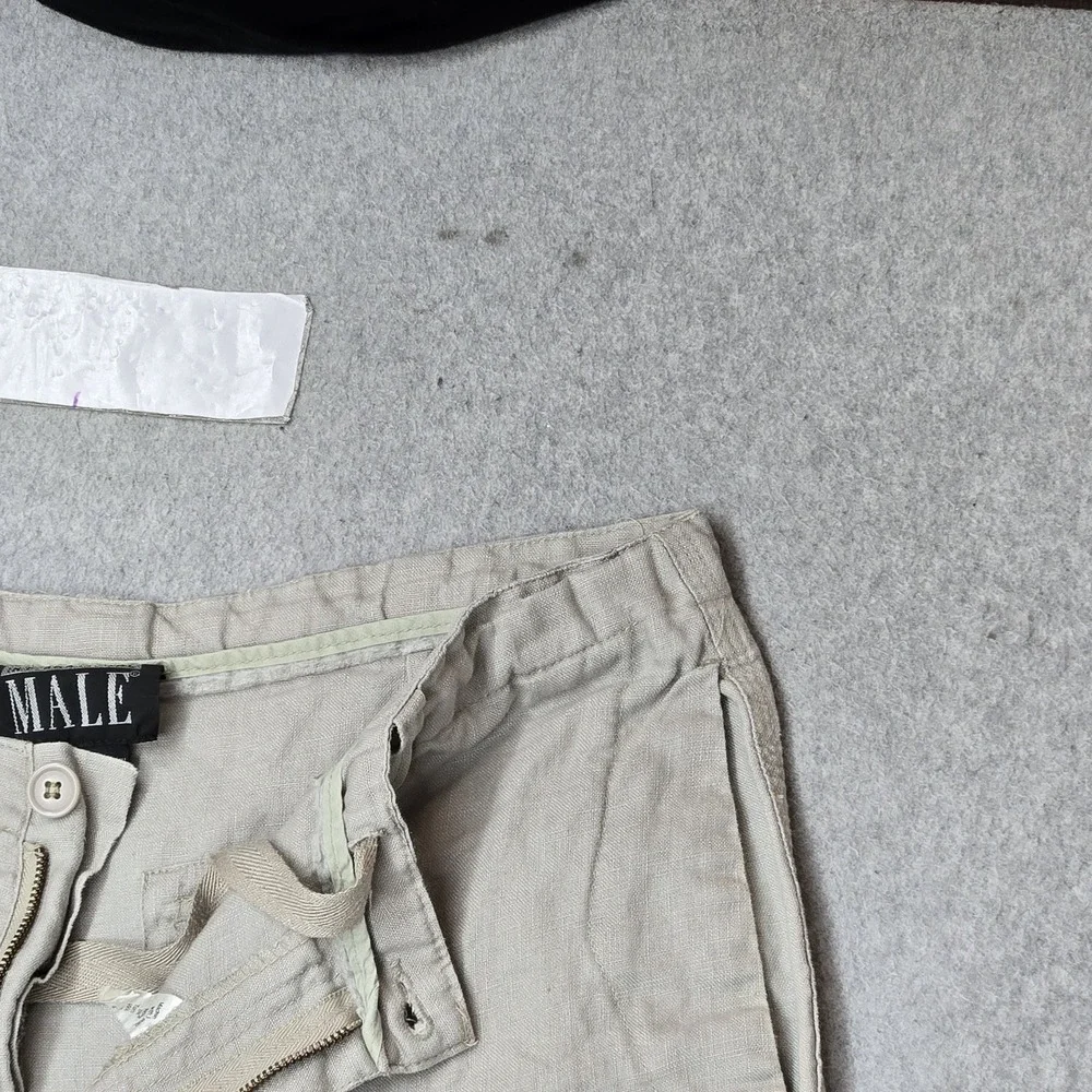 International Male Men Pants 34 Beige Linen Dress Pants Button 30